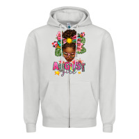 Dove Grey August Girl Afro Woman Summer Zipper Hoodie - texasbilliewilder