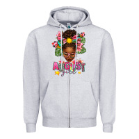 Heather Grey August Girl Afro Woman Summer Zipper Hoodie - texasbilliewilder