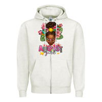 Oatmeal Heather August Girl Afro Woman Summer Zipper Hoodie - texasbilliewilder