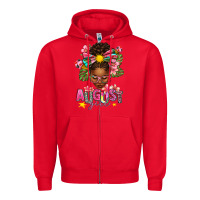 Red August Girl Afro Woman Summer Zipper Hoodie - texasbilliewilder