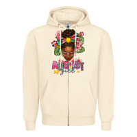 Sandshell August Girl Afro Woman Summer Zipper Hoodie - texasbilliewilder