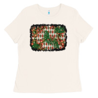 Bone christmas ornament and diamond plaid  background Ladies Tee - BundleAndBundleShop