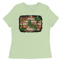 Matcha christmas ornament and diamond plaid  background Ladies Tee - BundleAndBundleShop