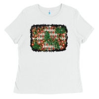 White christmas ornament and diamond plaid  background Ladies Tee - BundleAndBundleShop