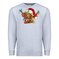 Heather Grey christmas heifer cow Premium Sweatshirt - CowGirlArtShop
