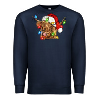 Navy christmas heifer cow Premium Sweatshirt - CowGirlArtShop