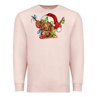 Pale Pink christmas heifer cow Premium Sweatshirt - CowGirlArtShop