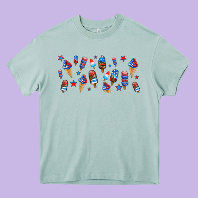 Usa Ice Cream And Popsicles Heavy Core Tee Designed By Adodesignshop