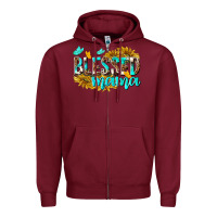 Burgundy Blessed Mama Zipper Hoodie - texasbilliewilder