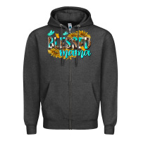 Charcoal Heather Blessed Mama Zipper Hoodie - texasbilliewilder