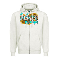 Oatmeal Heather Blessed Mama Zipper Hoodie - texasbilliewilder