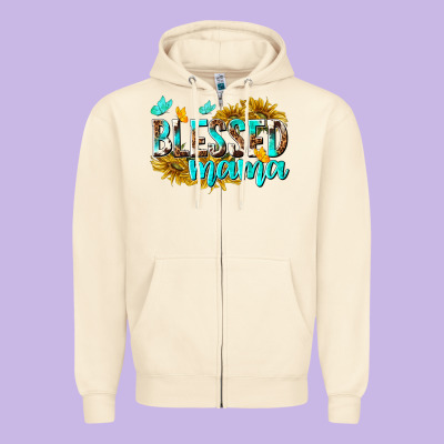 Blessed Mama Zipper Hoodie Designed By Texasbilliewilder