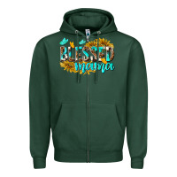 Sports Green Blessed Mama Zipper Hoodie - texasbilliewilder