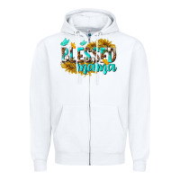 White Blessed Mama Zipper Hoodie - texasbilliewilder