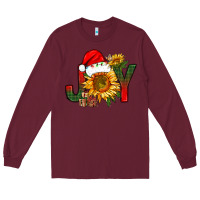 Burgundy joy christmas with sunflower bbs Long Sleeve Tee - BundleAndBundleShop