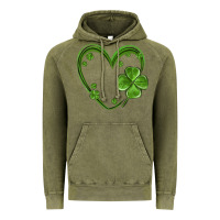 Vintage Olive st patricks day shamrock heart Vintage Hoodie - MaliasSmallBusiness