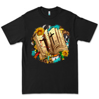 Black cross with bible and sunflowers Premium Tee - AdoDesignShop