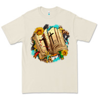 Bone cross with bible and sunflowers Premium Tee - AdoDesignShop