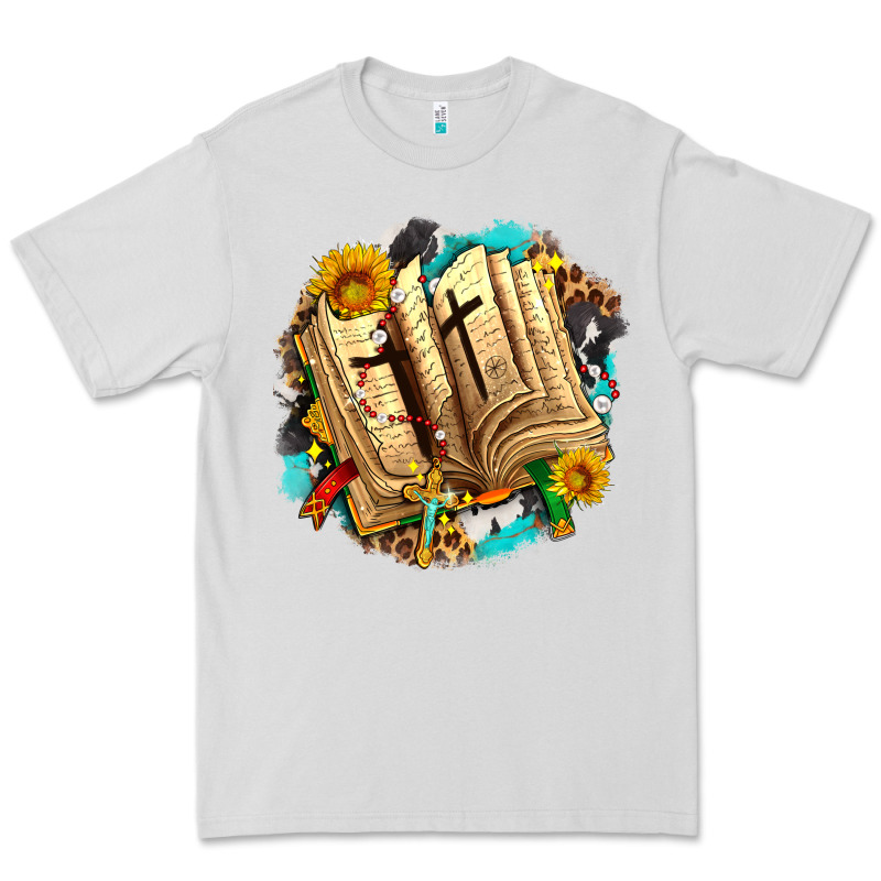 Cross With Bible And Sunflowers Premium Tee by AdoDesignShop | Teevron