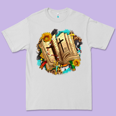 Cross With Bible And Sunflowers Premium Tee Designed By Adodesignshop