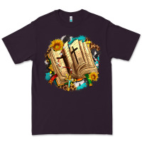 Plum cross with bible and sunflowers Premium Tee - AdoDesignShop