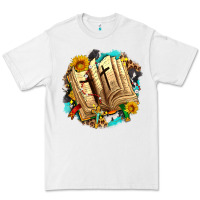 White cross with bible and sunflowers Premium Tee - AdoDesignShop