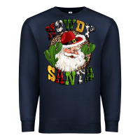 Navy howdy santa western cactus christmas Premium Sweatshirt - CowGirlArtShop