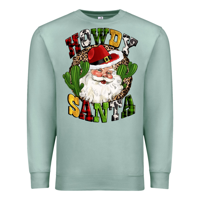 Howdy Santa Western Cactus Christmas Premium Sweatshirt by CowGirlArtShop | Teevron