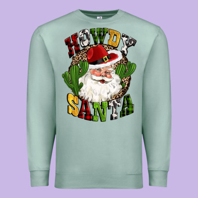Howdy Santa Western Cactus Christmas Premium Sweatshirt Designed By Cowgirlartshop