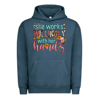 Pigment Midnight Navy she works willingly with her hands Urban Hoodie - FaDigitalArtStudio