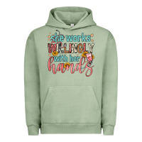 Pigment Oil Green she works willingly with her hands Urban Hoodie - FaDigitalArtStudio