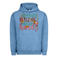 Pigment Pebble Blue she works willingly with her hands Urban Hoodie - FaDigitalArtStudio