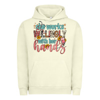Pigment Pistachio she works willingly with her hands Urban Hoodie - FaDigitalArtStudio