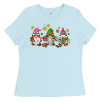 Baby Blue pink christmas gnomies Ladies Tee - AdoDesignShop