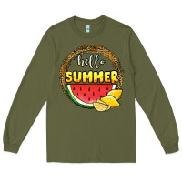 Army Green hello summer watermelon Long Sleeve Tee - JahusDesignShop