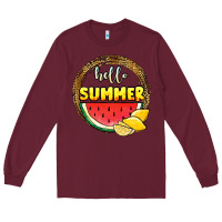 Burgundy hello summer watermelon Long Sleeve Tee - JahusDesignShop