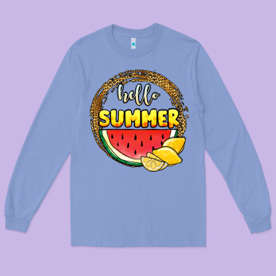 Hello Summer Watermelon Long Sleeve Tee Designed By Jahusdesignshop