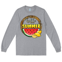 Heather Grey hello summer watermelon Long Sleeve Tee - JahusDesignShop
