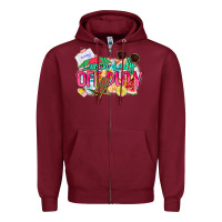 Burgundy Lunch lady off duty Zipper Hoodie - NancyCooperArtShop