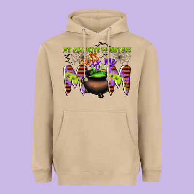 My Favorite Monsters Calls Me Mom Heavyweight Hoodie Designed By Cowgirlartshop