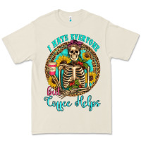 Bone i hate everyone but coffee helps western skeleton coffee sunflowers Premium Tee - Artiststas