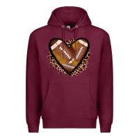 Burgundy heart football Premium Hoodie - JahusDesignShop