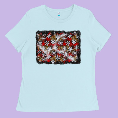 Christmas Snow Crystals Background Ladies Tee Designed By Bundleandbundleshop