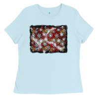 Baby Blue christmas snow crystals background Ladies Tee - BundleAndBundleShop