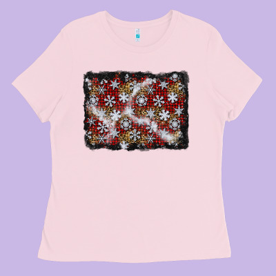 Christmas Snow Crystals Background Ladies Tee Designed By Bundleandbundleshop