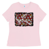 Bubblegum Pink christmas snow crystals background Ladies Tee - BundleAndBundleShop