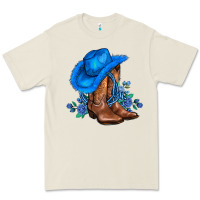 Bone valentines day blue boots cowgirl hat and roses Premium Tee - AdoDesignShop