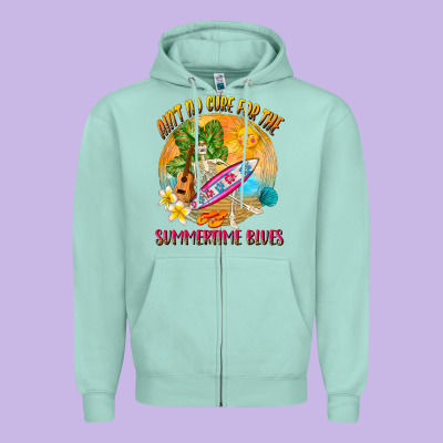 Ain't No Cure For The Summertime Blues Zipper Hoodie Designed By Nancycooperartshop
