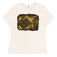 Bone christmas trees and leopard background Ladies Tee - BundleAndBundleShop