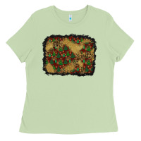 Matcha christmas trees and leopard background Ladies Tee - BundleAndBundleShop
